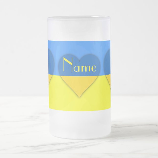 Ukraine Flaggenblau-Gelber Thunder_Cove Mattglas Bierglas (Mittel)