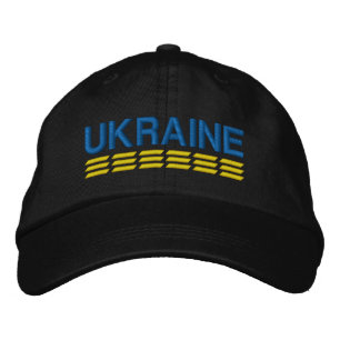 UKRAINE Flaggenfarben Blau und Gelb auf Schwarz Bestickte Baseballkappe