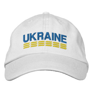 UKRAINE Flaggenfarben Blau und Gelb auf Weiß Bestickte Baseballkappe