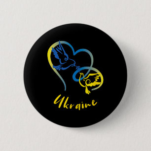 Ukraine-Flaggenfarben Friedens-Tauben Und Herzen F Button