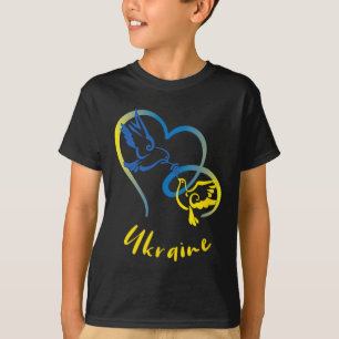 Ukraine-Flaggenfarben Friedens Tauben Und Herzen F T-Shirt