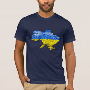 Ukraine Flaggenfarben Karte T-Shirt