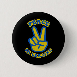 Ukraine-Flaggenfarben Zwei Finger Friedenszeichen Button
