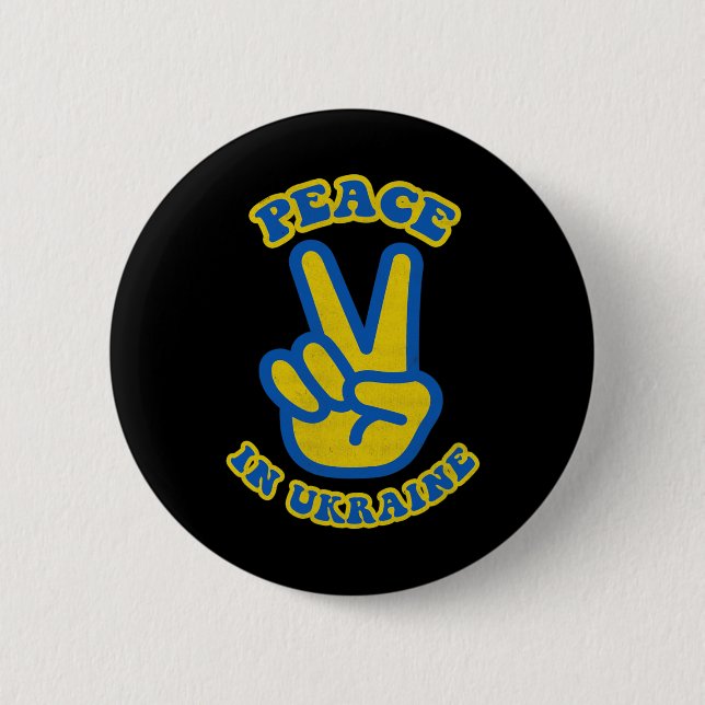 Ukraine-Flaggenfarben Zwei Finger Friedenszeichen  Button (Vorderseite)
