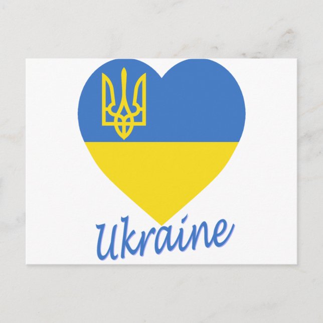 Ukraine-Flaggenherz Postkarte (Vorderseite)