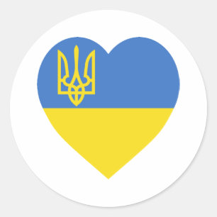 Ukraine-Flaggenherz Runder Aufkleber