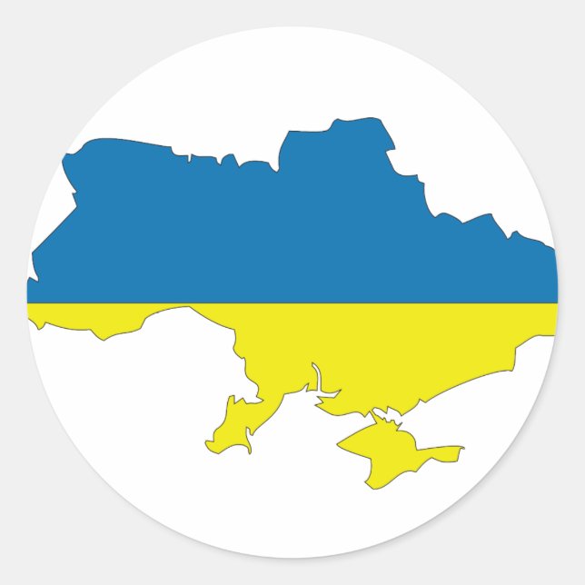 Ukraine-Flaggenkarte Runder Aufkleber (Vorderseite)