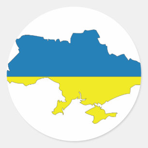 Ukraine-Flaggenkarte Runder Aufkleber