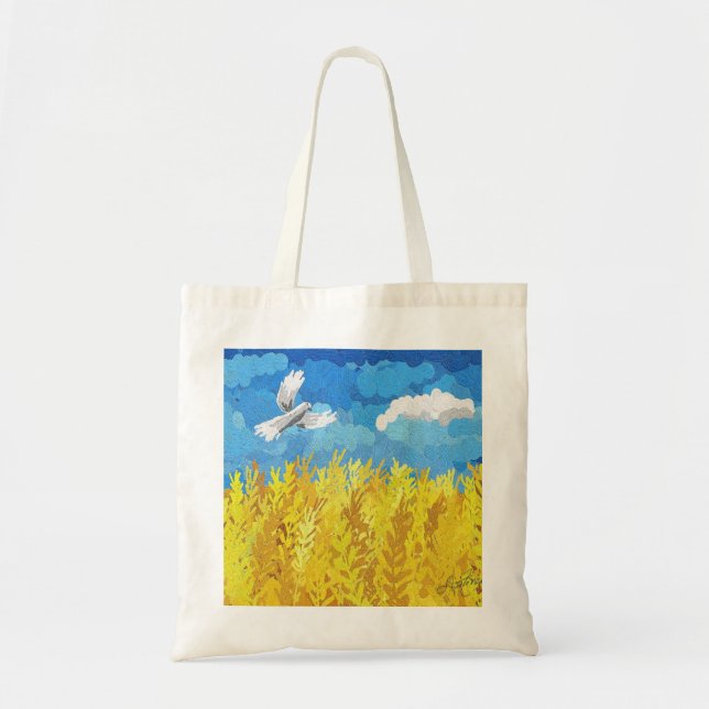Ukraine Flaggenlandschaft Tragetasche (Vorne)