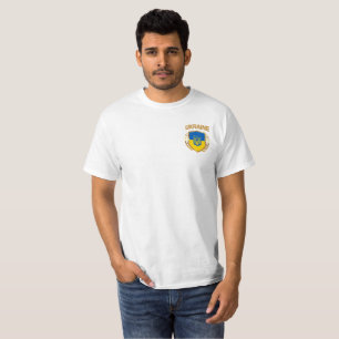 Ukraine-Flaggenschild und Emblem-T - Shirt