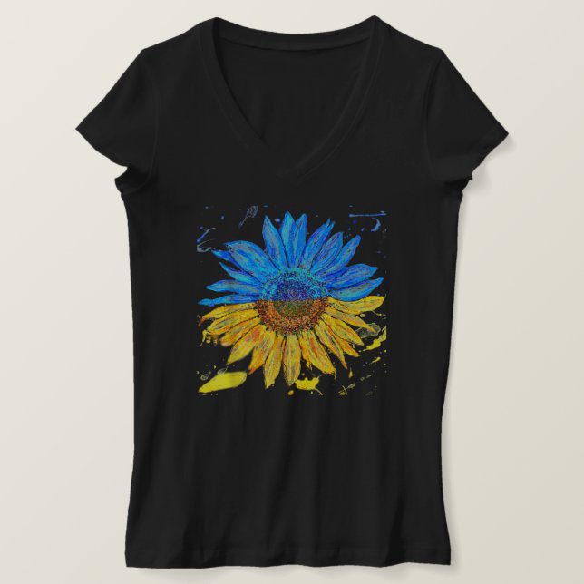 Ukraine Flaggensonnenblume Vintag Ukrainischer Auf T-Shirt (Design vorne)