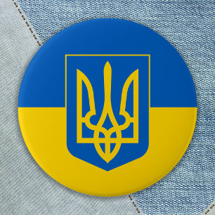 Ukraine Flaggentrident Blau Gelb Ukrainisch Button
