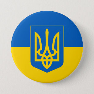Ukraine Flaggentrident Blau Gelb Ukrainisch Button