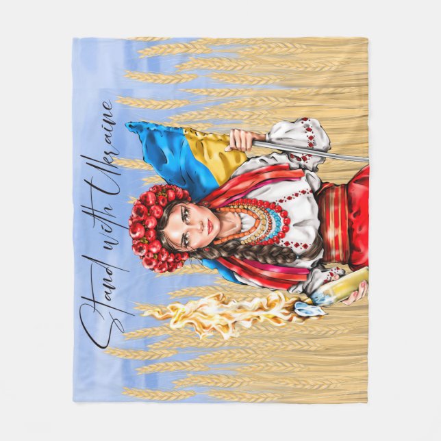 Ukraine Frauen unterstützen Drawstring Bag Noteboo Fleecedecke (Vorderseite)