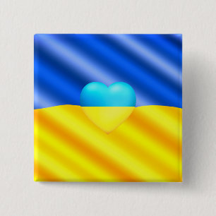 Ukraine - Frieden - ukrainische Flagge - Herz - Fr Button