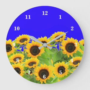 Ukraine - Frieden - ukrainische Flagge Sonnenblume Große Wanduhr