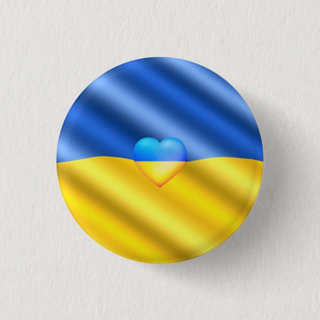 Ukraine - Frieden - ukrainische Flagge - Unterstüt Button (Vorderseite)