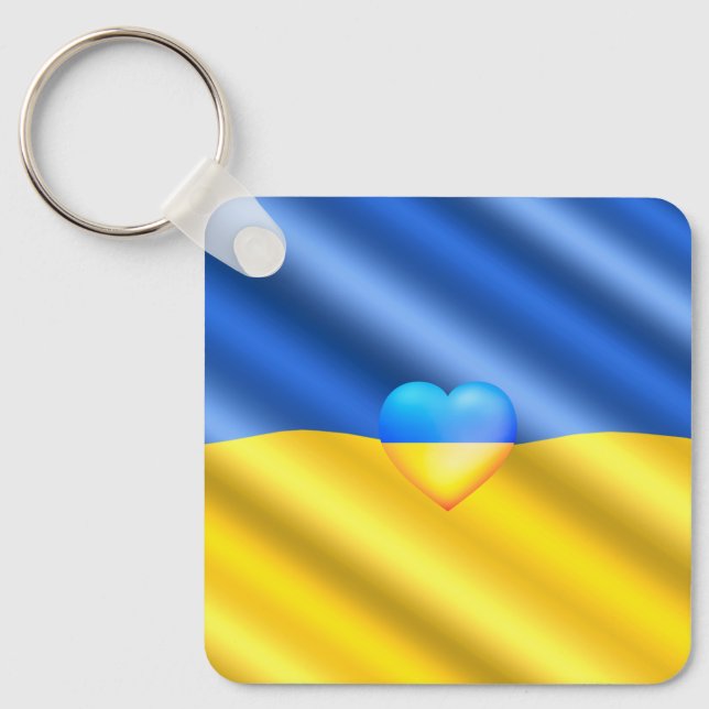 Ukraine - Frieden - ukrainische Flagge - Unterstüt Schlüsselanhänger (Vorderseite)