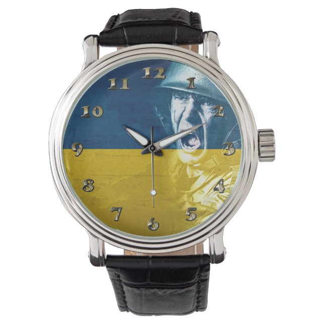 Ukraine Friedenssoldat im Krieg Armbanduhr (Vorderseite)