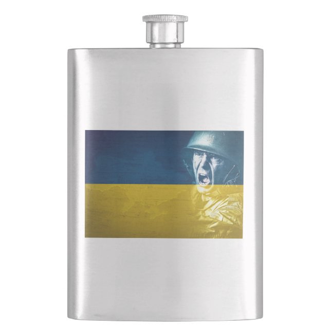 Ukraine Friedenssoldat im Krieg Flachmann (Vorderseite)