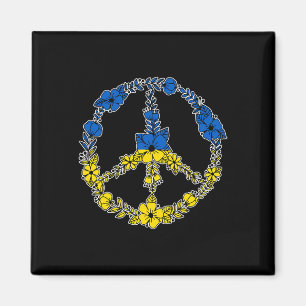 Ukraine-Friedenszeichen Blumen in Blau und Gelb de Magnet