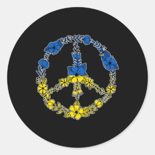 Ukraine-Friedenszeichen Blumen in Blau und Gelb de Runder Aufkleber