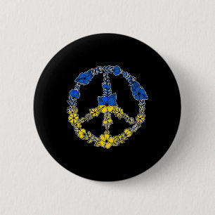 Ukraine-Friedenszeichen Blumen in Blau und Gelb Uk Button