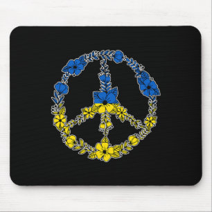 Ukraine-Friedenszeichen Blumen in Blau und Gelb Uk Mousepad