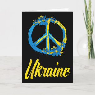 Ukraine-Friedenszeichen-Blumen-Retro-Ukrainisch-Gr Karte