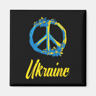 Ukraine-Friedenszeichen Blumen Retro Ukrainisch Gr Magnet