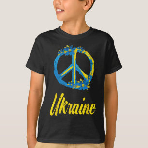 Ukraine Friedenszeichen Blumen Retro Ukrainisch Gr T-Shirt