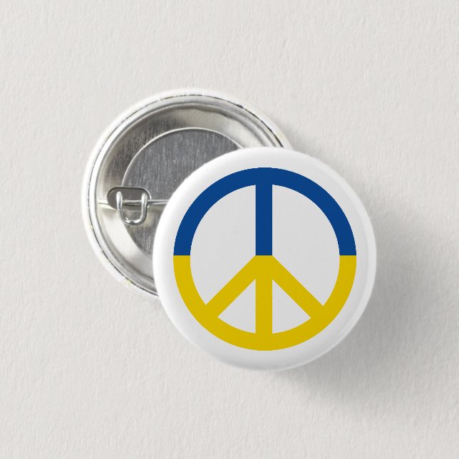 Ukraine-Friedenszeichen Button (Vorne & Hinten)