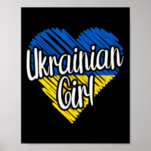Ukraine für Mädchen Ukrainisches Herz Flagge für F Poster