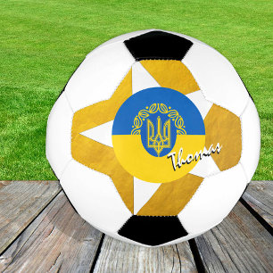 Ukraine Fußball und Gold ukrainische Flagge