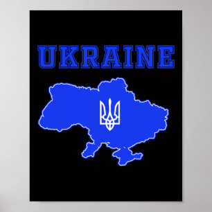 Ukraine Fußballmannschaft Ukr Karte und Dreizack T Poster