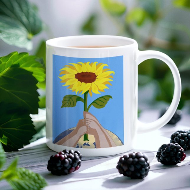 Ukraine "gelb blau" Sonnenblume Frieden farbenfroh Kaffeetasse (Von Creator hochgeladen)