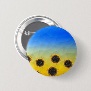 Ukraine gelb blaue Geometrie-Netzmuster Blumen Button
