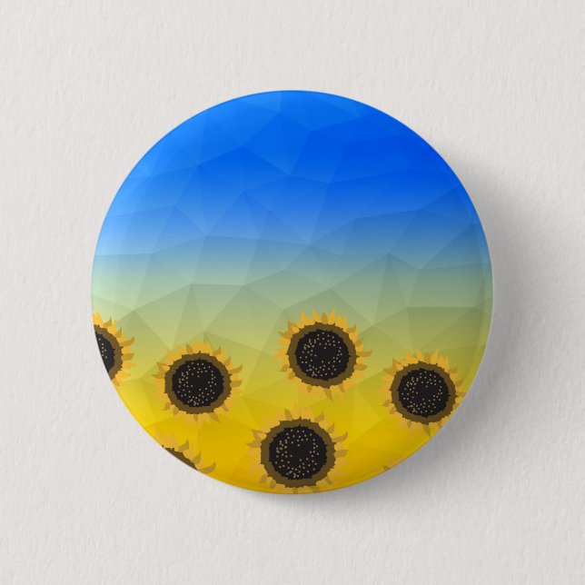 Ukraine Gelbe Geometrie Maschenmuster Blume Button (Vorderseite)