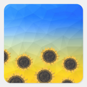 Ukraine Gelbe Geometrie Maschenmuster Blume Quadratischer Aufkleber