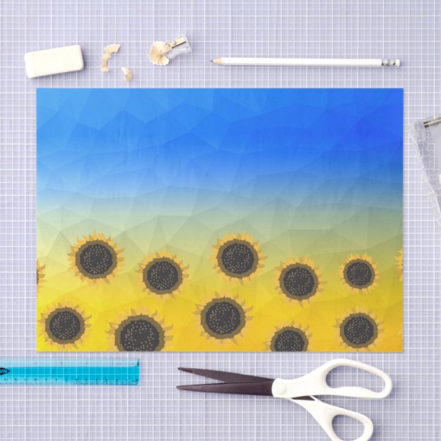 Ukraine Gelbe Geometrie Maschenmuster Blume Seidenpapier (Handwerk)