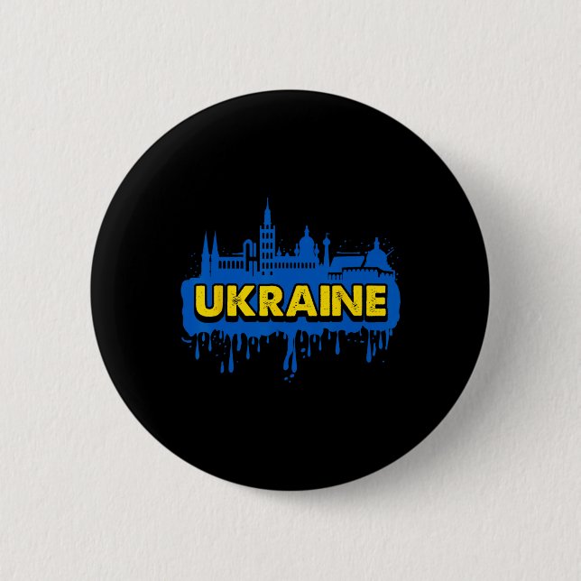 Ukraine Geschenkflagge Ukraini Kiew Ukrainisch Ukr Button (Vorderseite)
