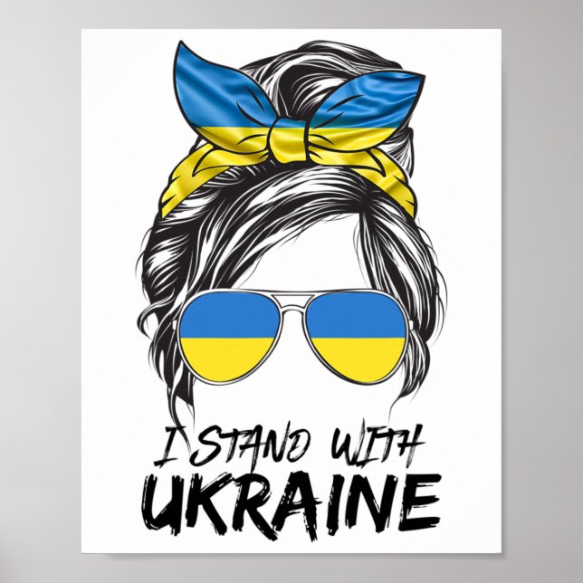 Ukraine Girl Ukrainian Girl Flag Messy Bun Ukraine Poster (Vorne)