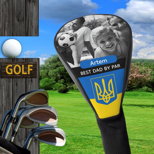 Ukraine Golf, Best Dad, Ukrainian Flag, Photo Golf Headcover (Ukraine / Ukrainian Flag Golf Head Cover)