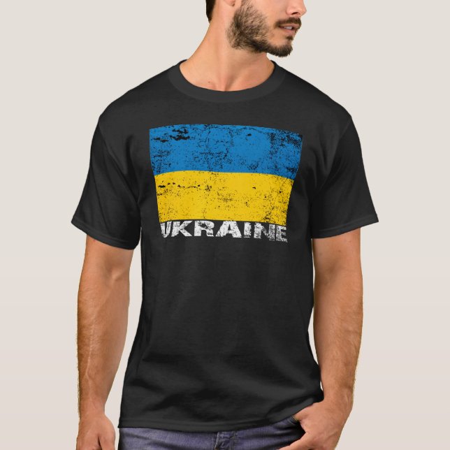 Ukraine Grunge Fahne T-Shirt (Vorderseite)