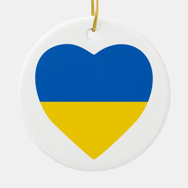 Ukraine Herz Keramik Ornament (Vorne)