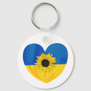 Ukraine Herzdesign mit Sonnenblumen-Schlüsselanhän Schlüsselanhänger
