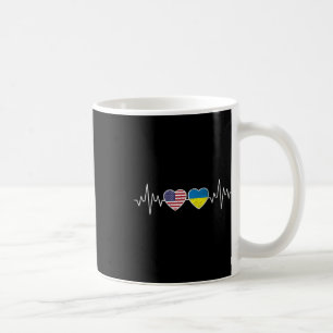 Ukraine Herzschlag Amerika Flagge Herz Kaffeetasse