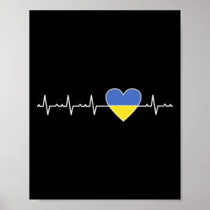 Ukraine Herzschlag-Flagge Unterstützung Ukrainisch Poster