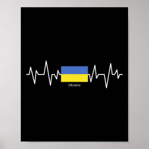 Ukraine Herzschlag Ukrainische Flagge Ukrainischer Poster