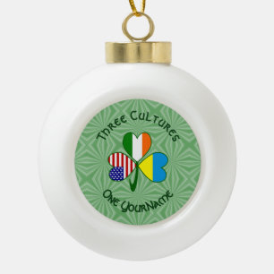 Ukraine Irland USA Kleeblatt Flagge Personalisiert Keramik Kugel-Ornament
